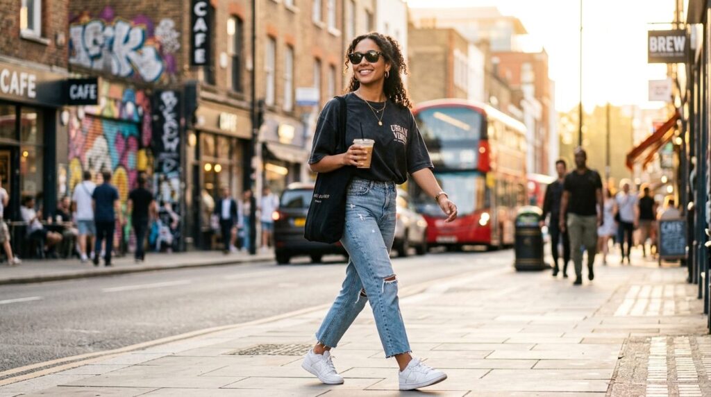 Street style fashion photograph of a person wearing polarize