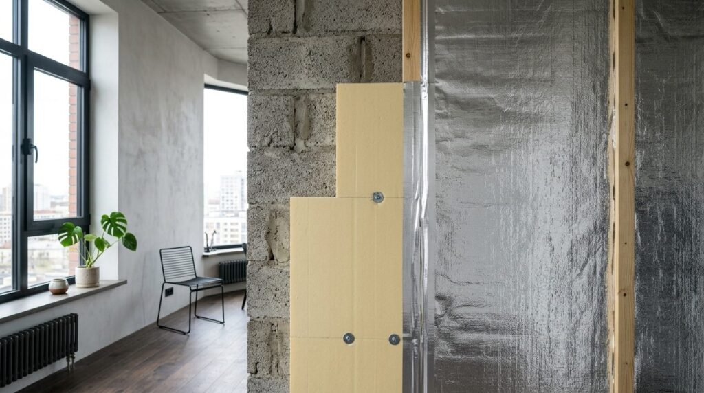 Minimalist Scandinavian apartment interior showing compariso